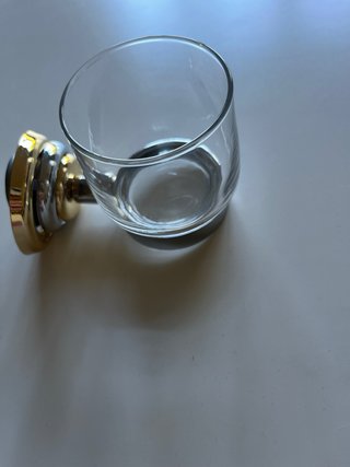 Soporte y Vaso Baño Dorado y Plateado