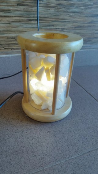 Lámpara Decorativa de Madera y cristal de selenita