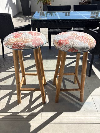 Taburetes madera con estampado tela