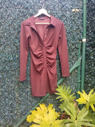 Vestido Marrón Manga Larga