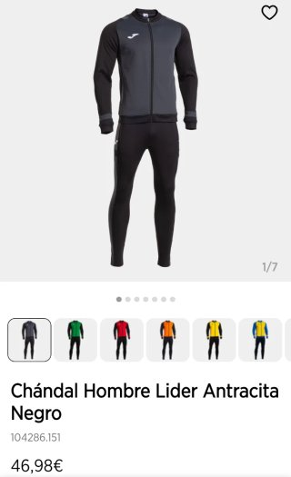 Chándal Joma Gris y Negro Talla S