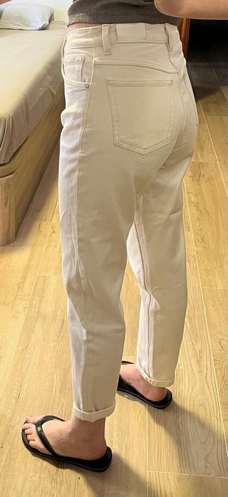 Pantalón Recto Mango Color Crema Talla 36