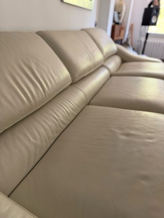 Sofá Chaise Longue Cuero Blanco Crema
