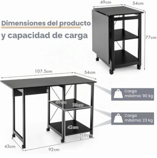 Escritorio plegable negro madera