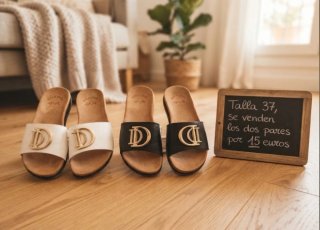 Sandalias Talla 37 (Blancas y Negras)