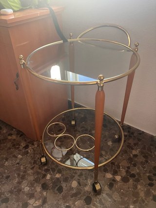 Mesa Camarera Vintage de Cristal y Metal