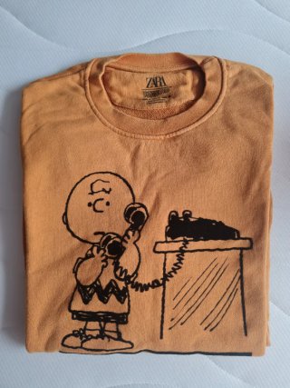 Sudadera Zara Charlie Brown Naranja Talla M