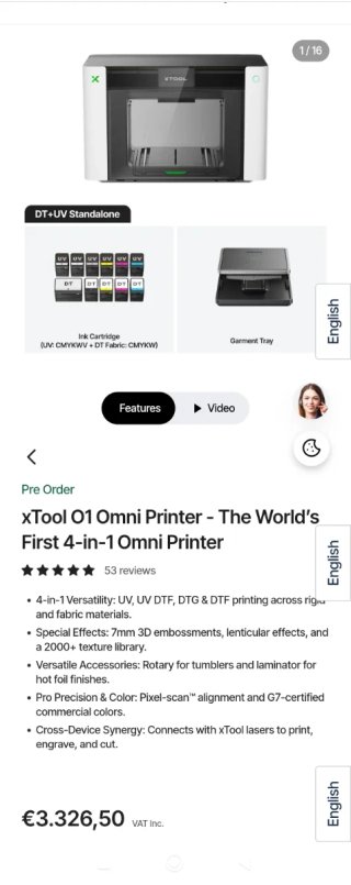 Impresora xTool O1 Omni Printer DT+UV