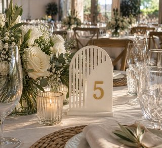 Numero Tavolo Nozze NFC Moderno Oro Bianco