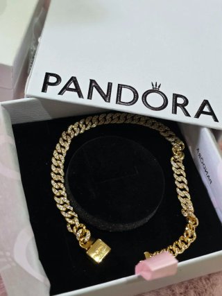 Pulsera Pandora Cubana Circonitas Dorada