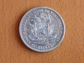 5 Bolívares Venezuela 1936 plata