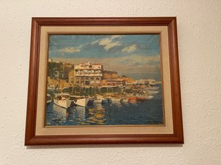 Cuadro al óleo de paisaje costero