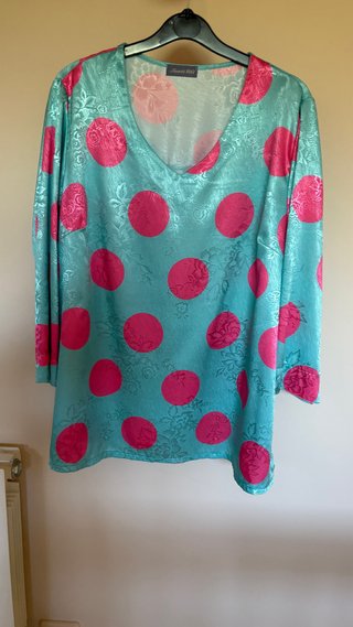 Blusa Santi RG Talla XXXLLunares Rosa y Turquesa