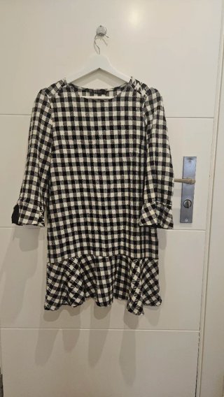 Vestido Zara Cuadros Blanco y Negro
