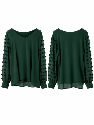 Blusa Verde con Mangas Texturizadas