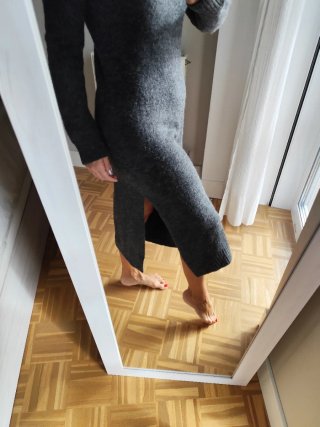 Vestido largo de punto gris