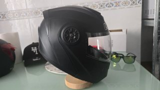 Casco de Moto Modular Abatible (Negro Mate) - Tall