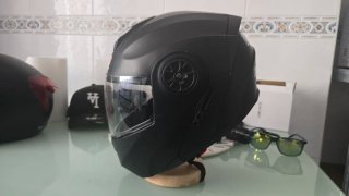 Casco de Moto Modular Abatible (Negro Mate) - Tall