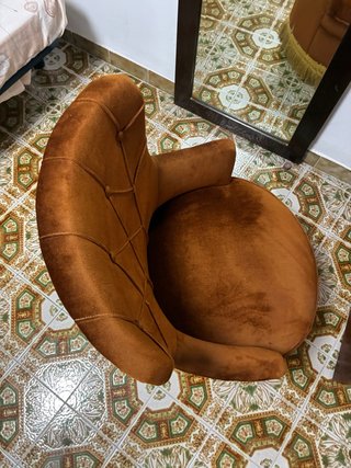 Poltrona Vintage in Velluto Marrone