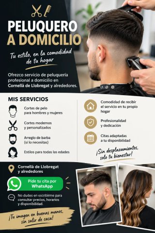¡PELUQUERO PROFESIONAL A DOMICILIO!