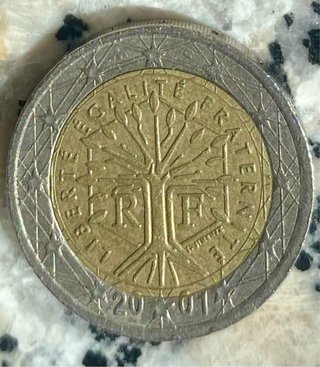 Moneda de 2 Euros Francia 2001 ERROR GRAVE DESPLA