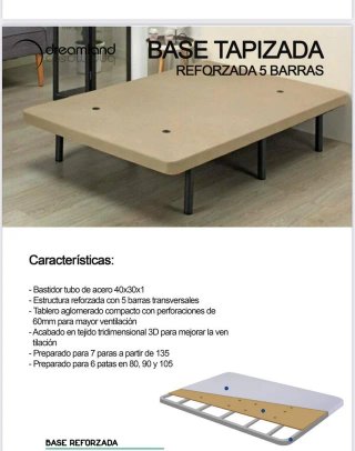 Base tapizada reforzada con 6 patas