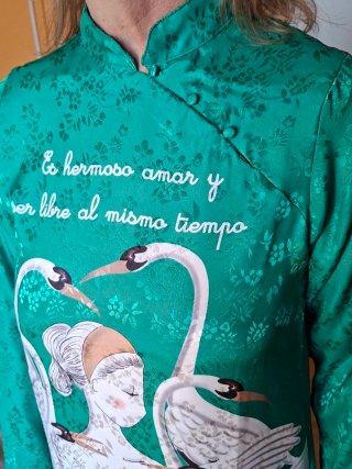 Vestido Anabel Lee verde y blanco