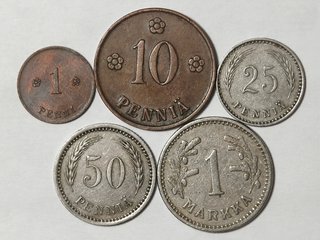 Finlandia años 20 - Lote 5 monedas antiguas
