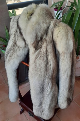 Abrigo de Piel de Zorro Azul