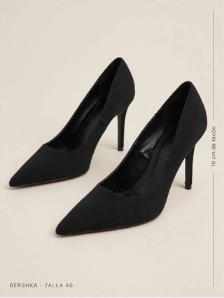 Salones Bershka Negros Tela Tacón Charol 40