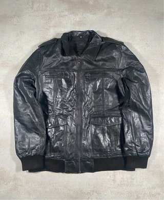 Vintage Leather Bomber Jacket Made In Italy 🇮🇹