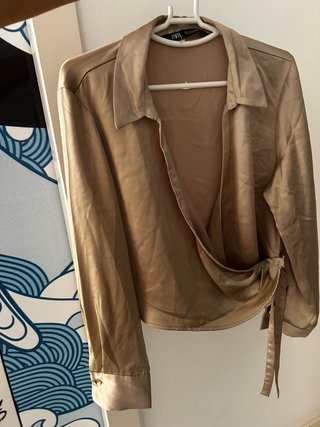 Blusa Zara Talla Única Dorada