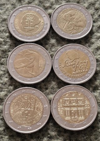 Lote de 6 Monedas de 2 Euros Conmemorativas