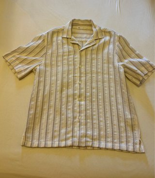 Camisa Zara Rayas Beige y Blanco Polera