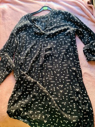 Vestido Negro Estampado TEX Talla M