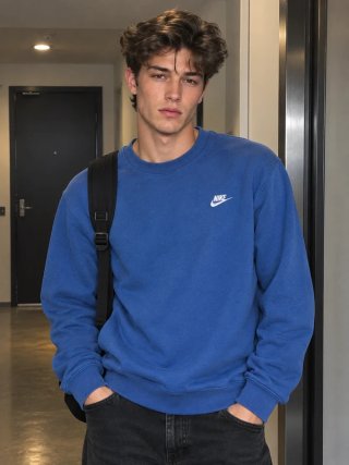 Sudadera Nike azul logo bordado vintage talla L