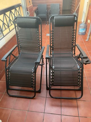 Set de 2 Tumbonas de Jardín Negras