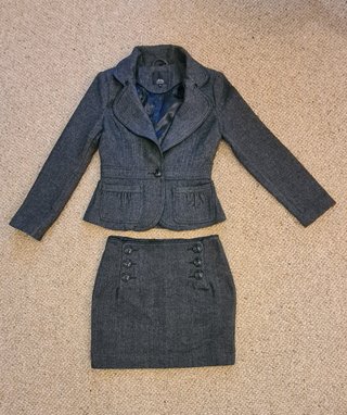 Conjunto Chaqueta y Falda Lana (20%) Gris T.34