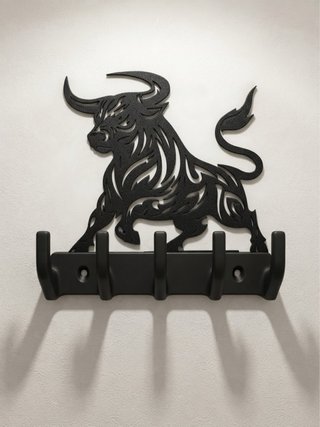 Perchero de pared con diseño de toro