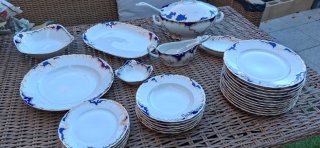 Vajilla porcelana CMIELOW azul y blanco