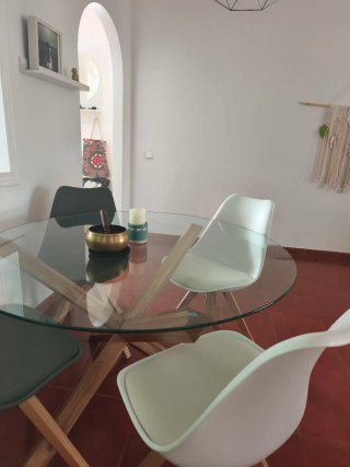Mesa de Comedor AGERBY Cristal y Roble