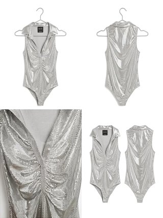 Body Plateado Bershka para fiestas