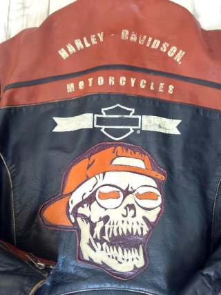 Chaqueta Piel Harley Davidson XL Negra/Roja