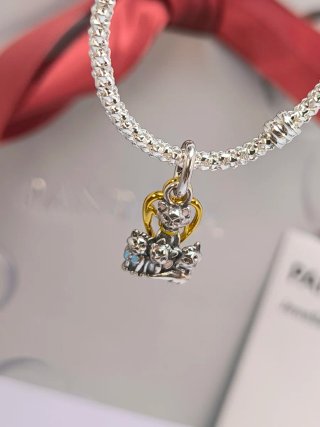 Pandora Charm Gatitos Corazón Dorado Disney plata