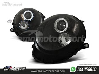 FAROS DELANTEROS OJOS DE ANGEL PARA MINI COOPER R56/R57 NEGROS 2006-2014
