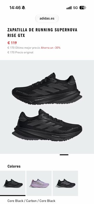 Zapatillas adidas Supernova Rise GTX talla 38,5