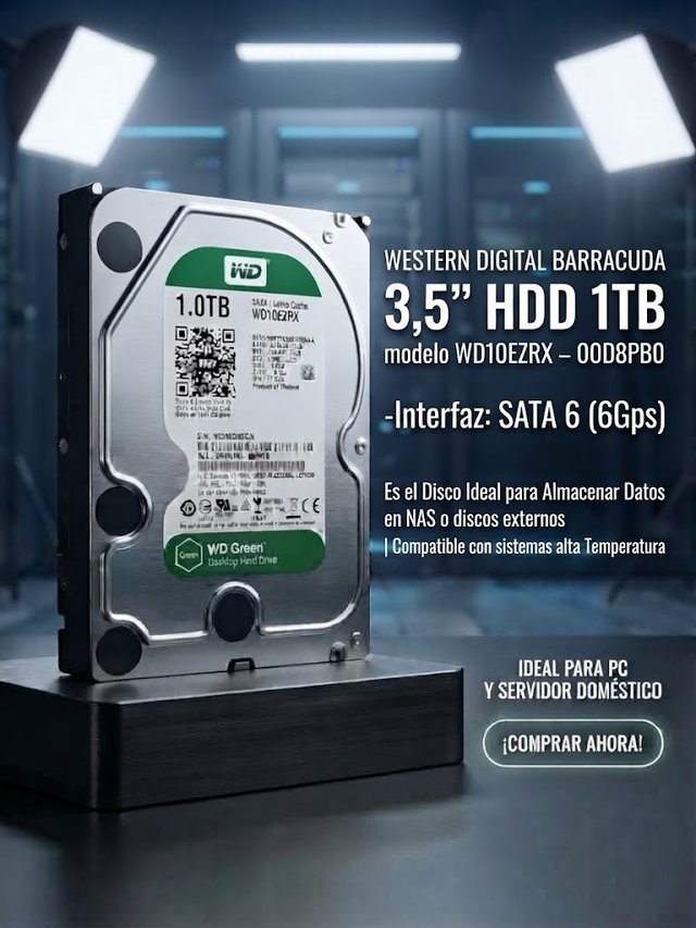 HDD 3,5" 1TB WESTERN DIGITAL HHD (SATA 6) GREEN