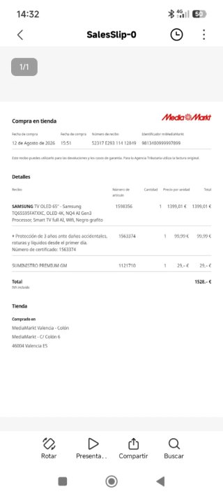Televisión Samsung OLED 65 4K