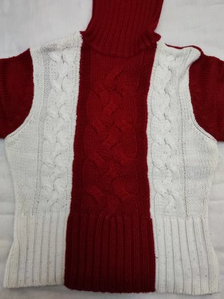 Camisola de Malha Grossa Vermelha e Branca