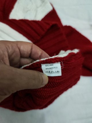 Camisola de Malha Grossa Vermelha e Branca